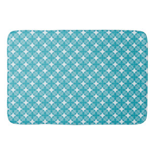 Gingham blue and white bath mat