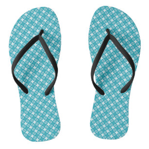 Gingham Blue and White Flip Flops