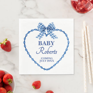 Gingham Blue Boy Baby Shower Napkin