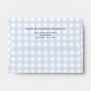 Gingham Blue Return Name Address Envelope