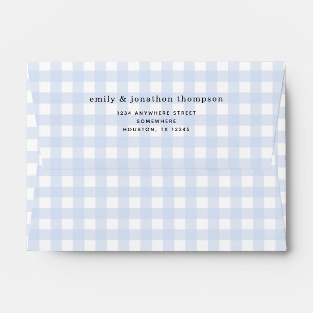 Gingham Blue Return Name Address Envelope (Back (Top Flap))