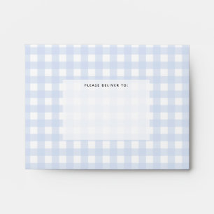 Gingham Blue Return Name Address Envelope