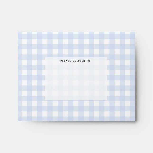 Gingham Blue Return Name Address Envelope (Front)