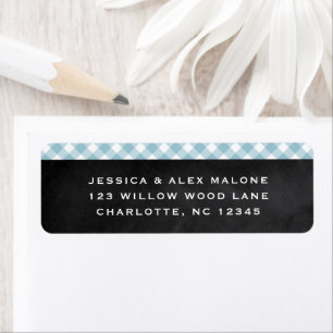 Gingham blue rustic check pattern return address