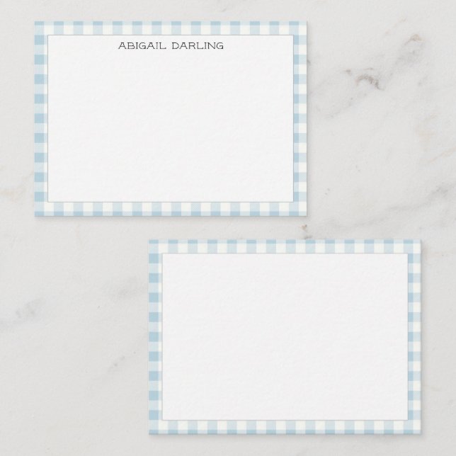 Gingham Blue Simple Modern Thin Border Card (Front/Back)
