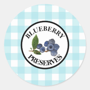 Gingham Blueberry Preserves Classic Round Sticker