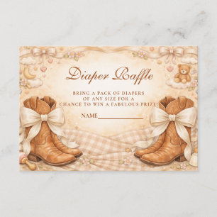 Gingham Boots And Bows Diapper Raffle Enclosure Card