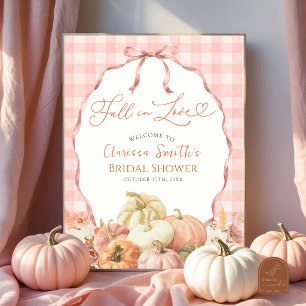 Gingham Bow Pumpkin Bridal Shower Welcome Sign