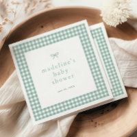 Gingham Bow Sage Green Gender Neutral Baby Shower