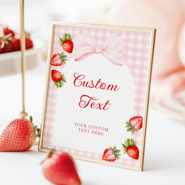 Gingham Bow Strawberry Table Sign (Creator Uploaded)