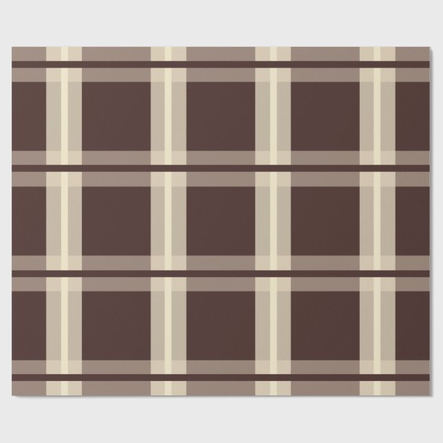 Gingham | Brown & Beige Wrapping Paper (Flat)