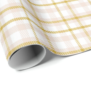 Gingham buffalo plaid neutral blush pink Easter Wrapping Paper