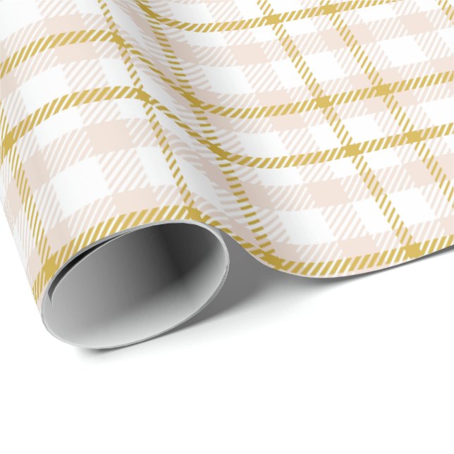 Gingham buffalo plaid neutral blush pink Easter Wrapping Paper (Roll Corner)