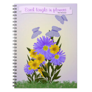 Gingham Butterflies and Wildflowers Personalized Notebook