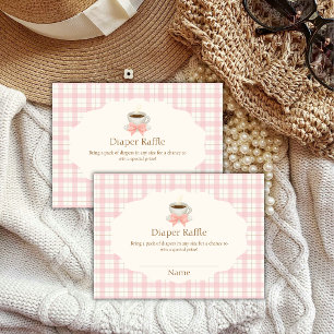 Gingham Cafe Bébé Coffee Diaper Raffle Baby shower Enclosure Card