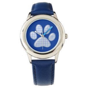 gingham cat paw - blue watch