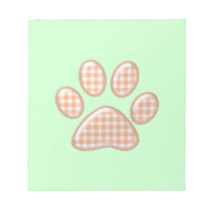 gingham cat paw - orange notepad