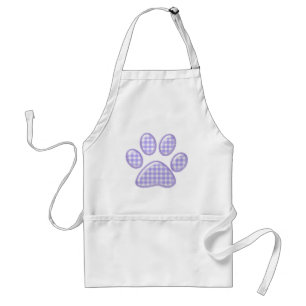 gingham cat paw - purple standard apron