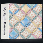 Gingham Cathedral Window Quilt Design Binder<br><div class="desc">A seamless background featuring pastel gingham patterns and floral prints in a cathedral window quilt design.
Text on the spine is editable.</div>