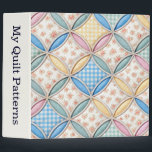 Gingham Cathedral Window Quilt Design Binder<br><div class="desc">A seamless background featuring pastel gingham patterns and floral prints in a cathedral window quilt design.
Text on the spine is editable.</div>
