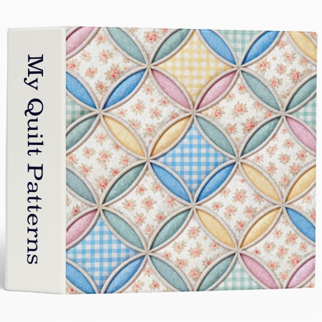 Gingham Cathedral Window Quilt Design Binder (Front/Spine)