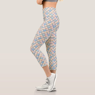 Gingham Cathedral Window Quilt Design Capri Leggings