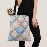 Gingham Cathedral Window Quilt Design Tote Bag<br><div class="desc">A seamless background featuring pastel gingham patterns and floral prints in a cathedral window quilt design</div>