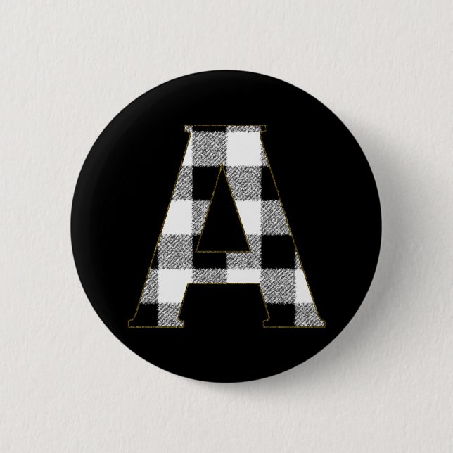 Gingham Check A 2 Inch Round Button (Front)