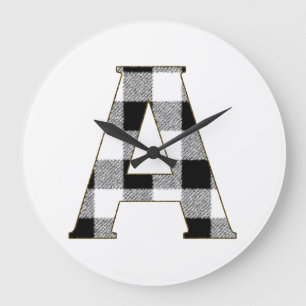 Gingham Check A Large Clock