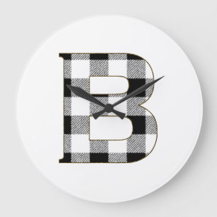 Gingham Check B Large Clock