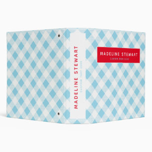 Gingham Check Blue Red Custom Binder