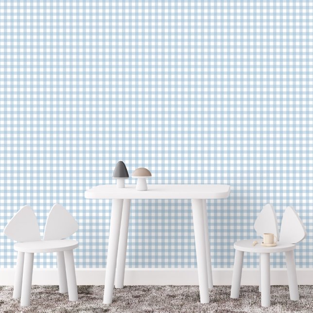 Gingham check cute simple blue farmhouse plaid wallpaper (Creator Uploaded)