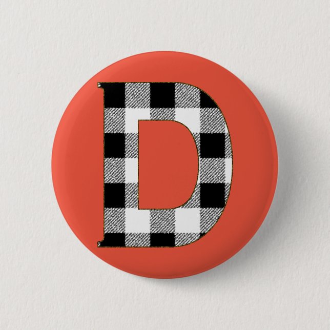 Gingham Check D 2 Inch Round Button (Front)