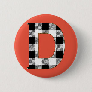 Gingham Check D 2 Inch Round Button