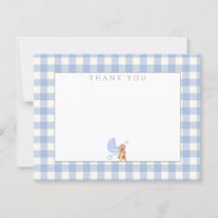 Gingham Check Dog Baby Shower Thank You Note