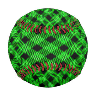Gingham Check Green and Black Pattern Baseball