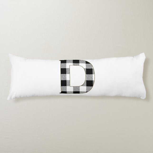 Gingham Check Letter D Body Pillow (Front)
