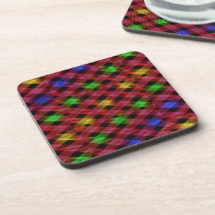 Gingham Check Multicolored Pattern Coaster