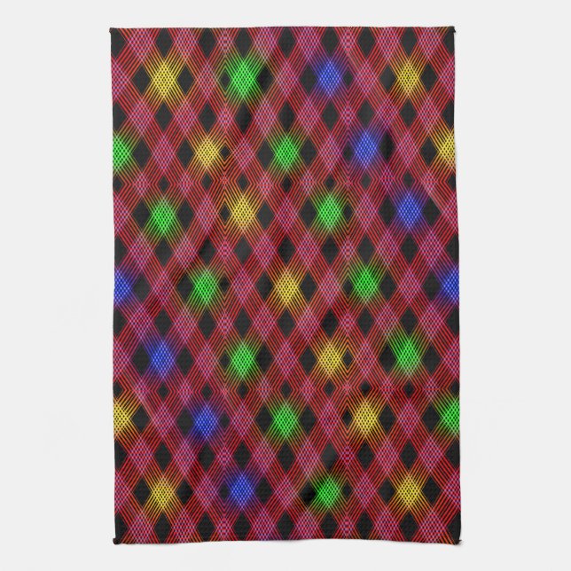 Gingham Check Multicolored Pattern Kitchen Towel (Vertical)