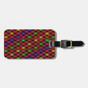 Gingham Check Multicolored Pattern Luggage Tag