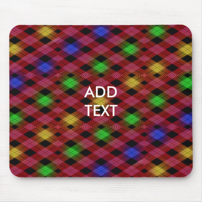 Gingham Check Multicolored Pattern Mouse Pad (Front)