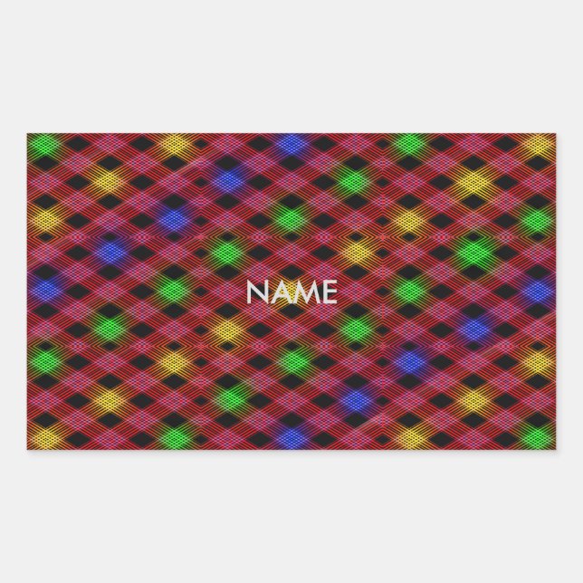 Gingham Check Multicolored Pattern Sticker (Front)