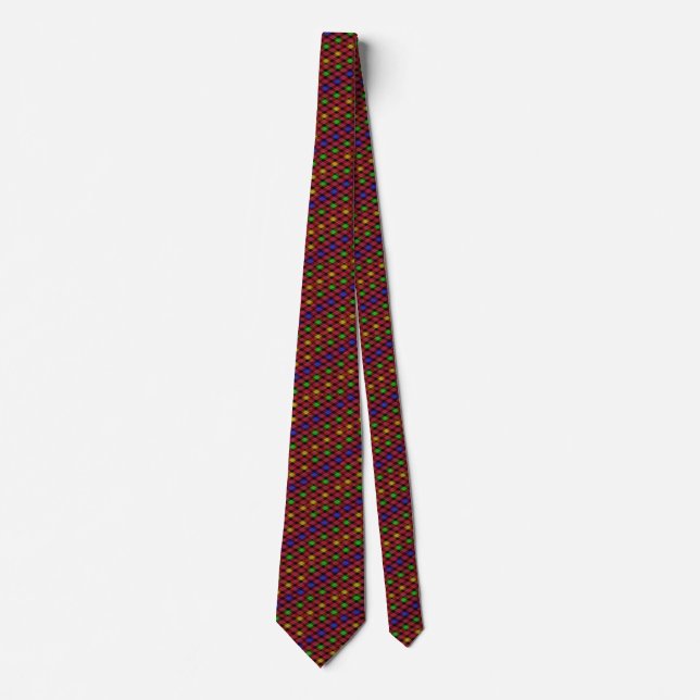 Gingham Check Multicolored Pattern Tie (Front)
