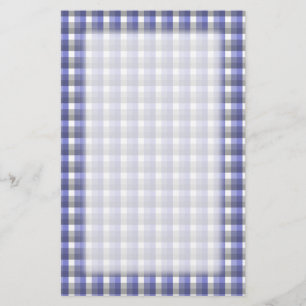 Gingham check pattern. Blue, Grey, White. Stationery