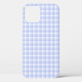 Gingham check pattern. Light Blue & White. iPhone 12 Case