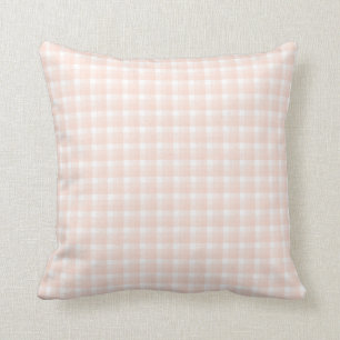 Gingham check pattern. Peach pink and white. Throw Pillow