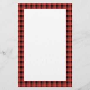 Gingham check pattern. Red and Black Plaid Stationery