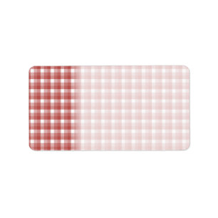 Gingham check pattern. Red and White. Label