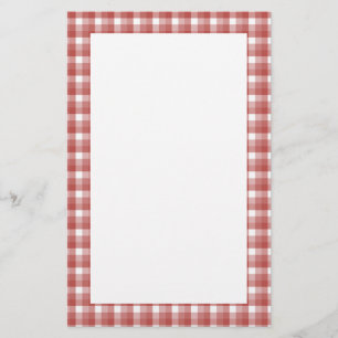 Gingham check pattern. Red and White. Stationery