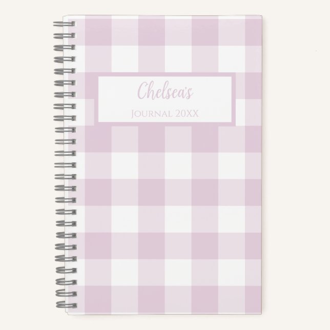 Gingham Check Pink Personalized Journal Notebook (Recto)
